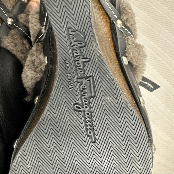 Salvatore Ferragamo dark brown leather studded mule clogs, size 8, wedge - Picture 13 of 15